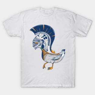 Duck wearing ancient Greek warriors helmet T-Shirt